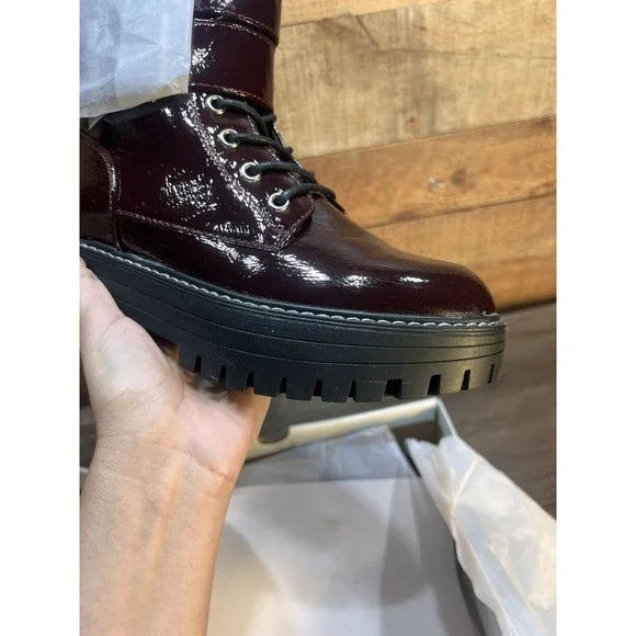 SO Women's Burgundy Lace Up Boots - Picture 6 of 10